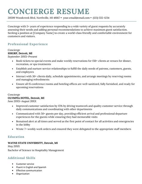 concierge resume|Iba pa.